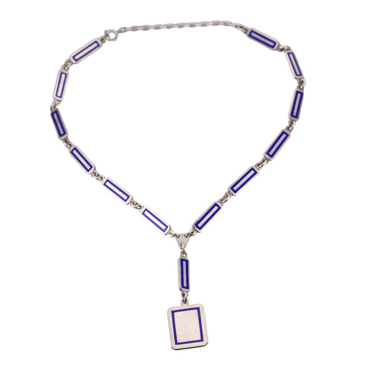 Sterling Silver Enamel Pendant Necklace