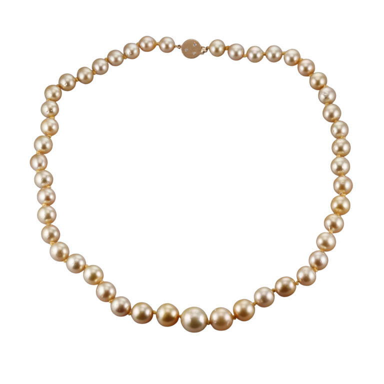 14k Yellow Gold Pearl and Diamond Necklace