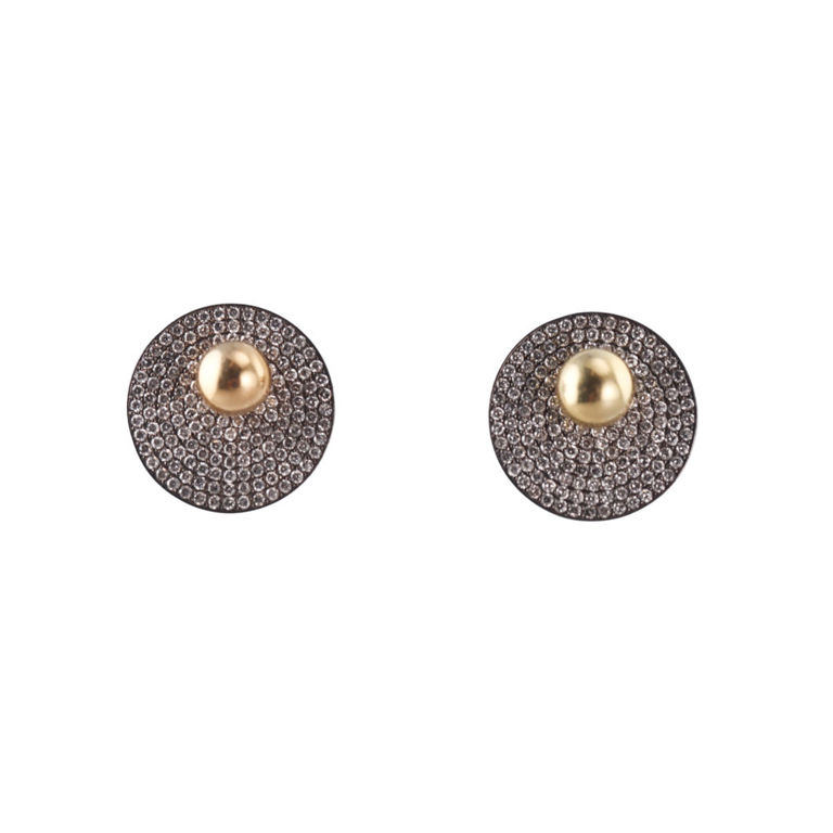 18k Gold Silver Diamond Earrings