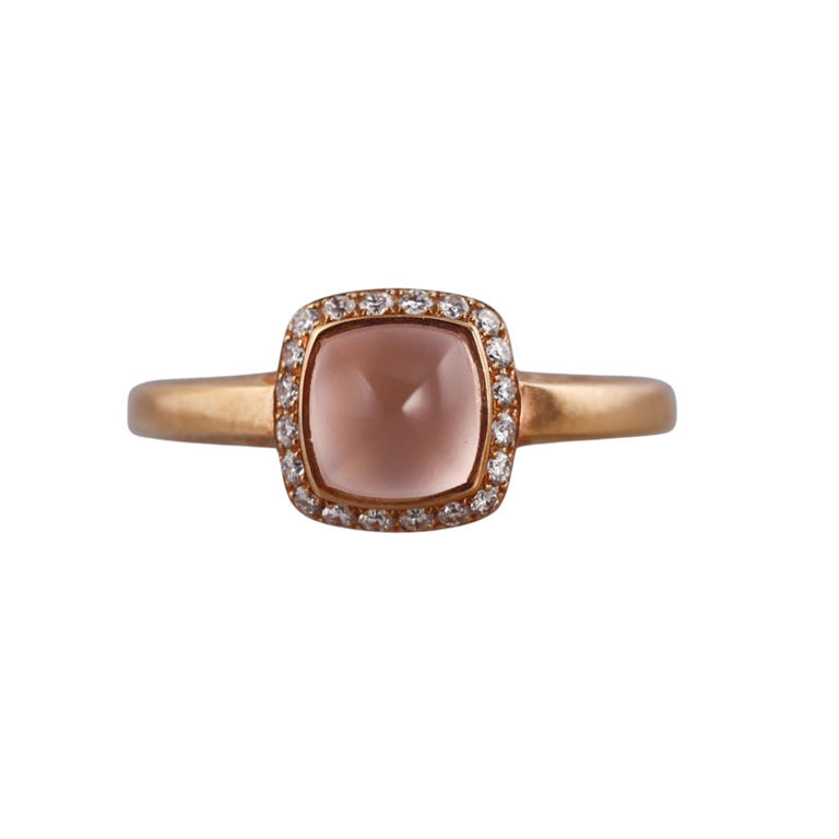 18k Gold Diamond and Quartz Ring