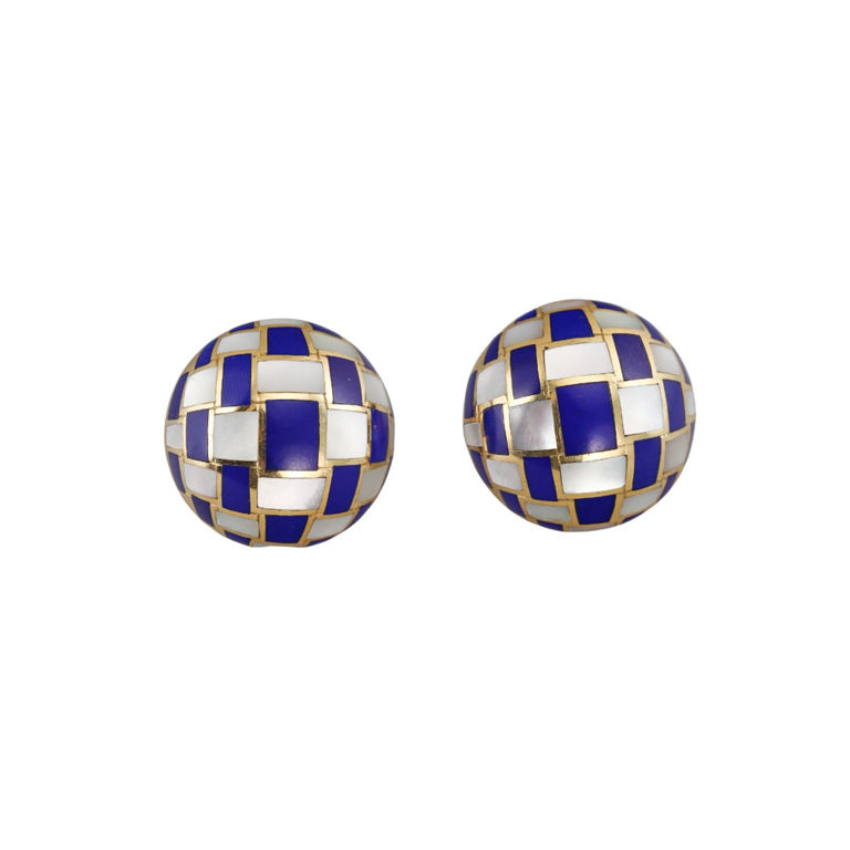 18k Gold Lapis MOP Earrings