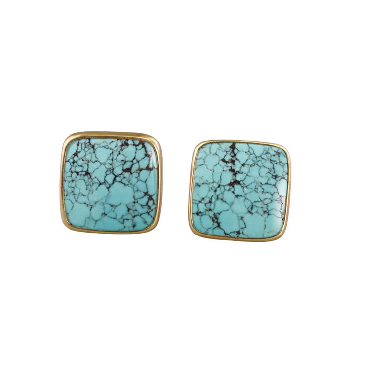 18k Yellow Gold Turquoise Earrings