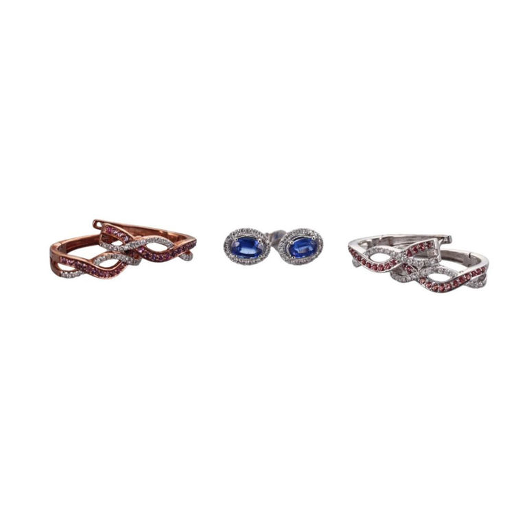 9k Gold Diamond Tanzanite Sapphire Earrings