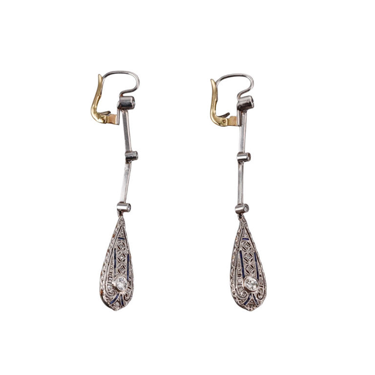Platinum and Gold Diamond Earrings