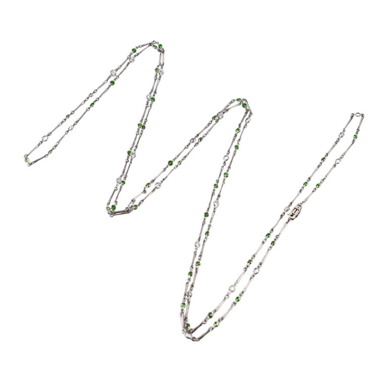 Platinum Diamond and Garnet Necklace