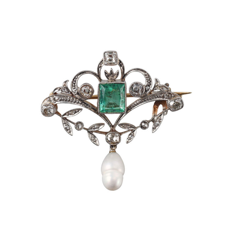 Gold and Silver Diamond Brooch
