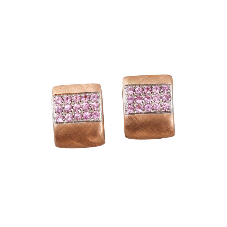 18k Rose Gold Sapphire Huggie Earrings
