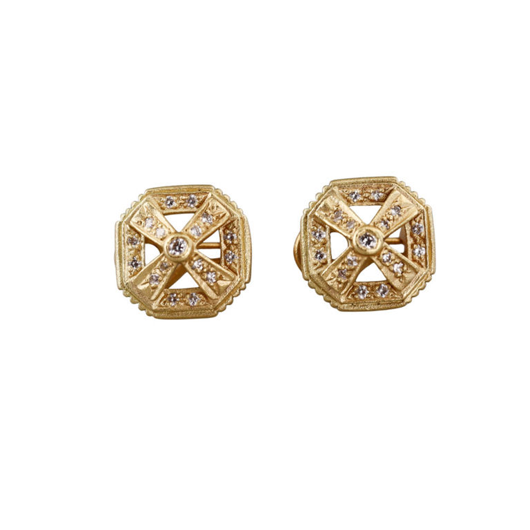 18k Yellow Gold Diamond Earrings