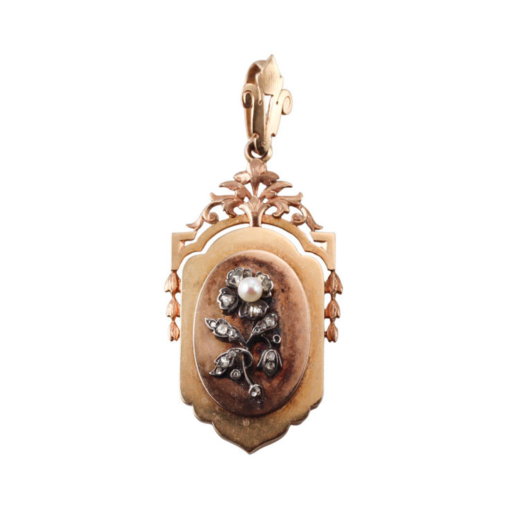 Gold Silver Diamond Locket Pendant