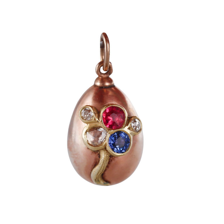 14k Gold Diamond Ruby Sapphire Pendant