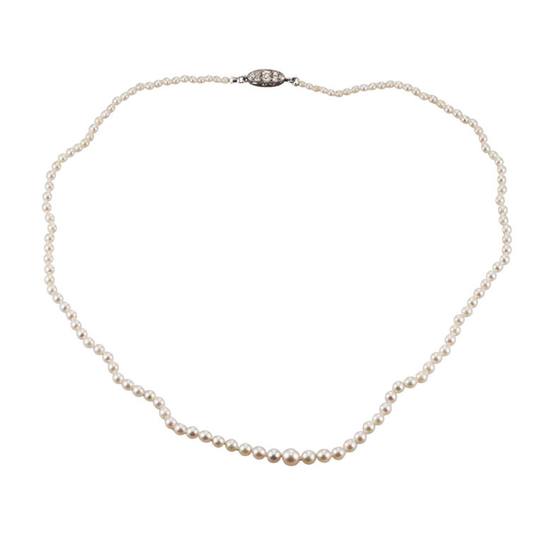 Platinum Pearl and Diamond Necklace