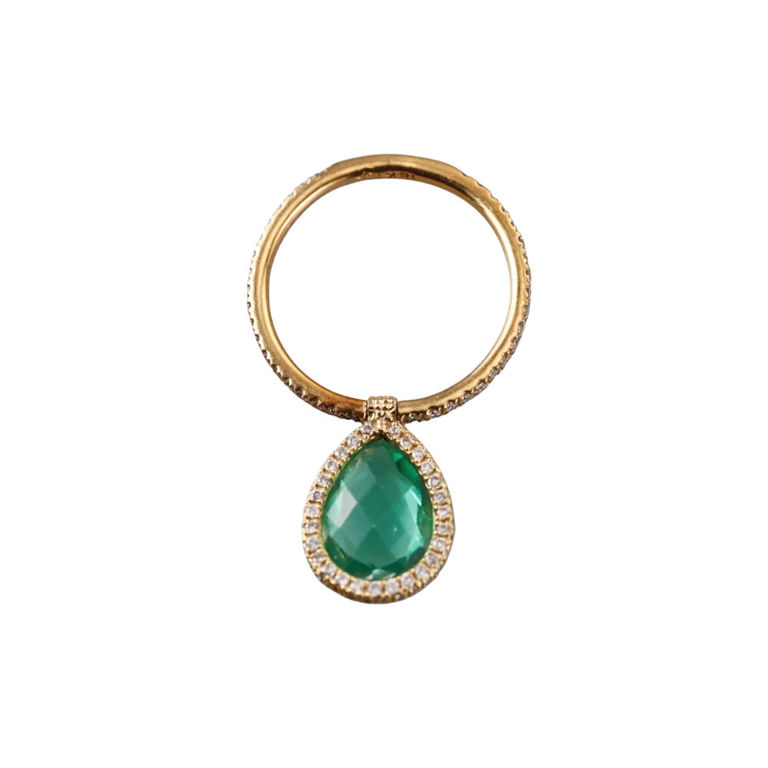 18k Gold Emerald and Diamond Ring
