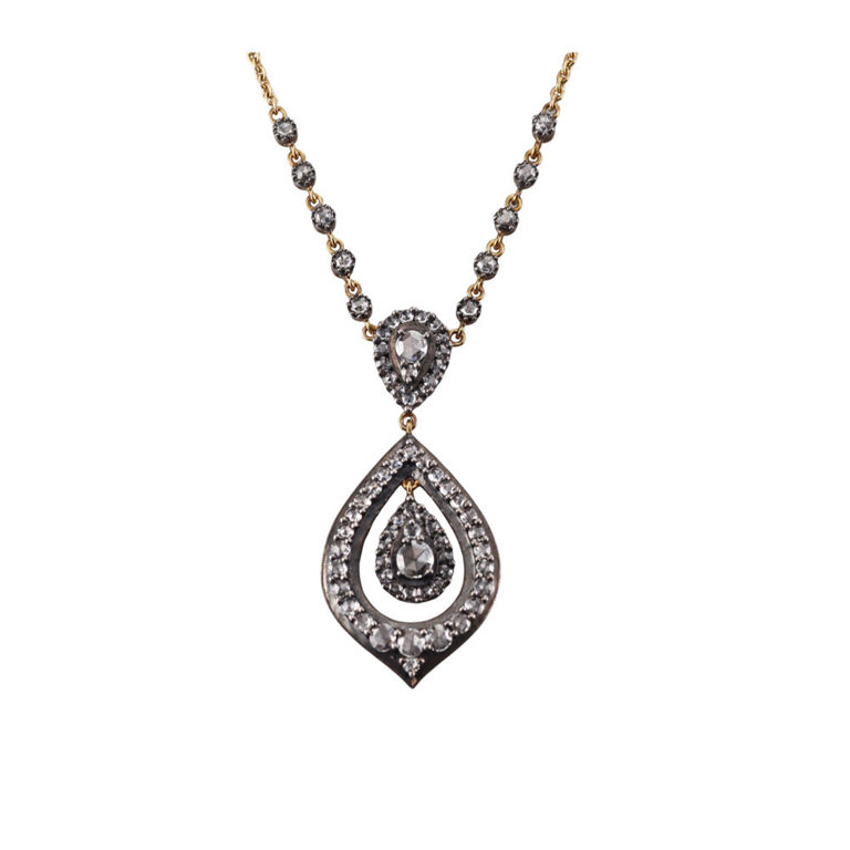 14k Gold Silver Diamond Pendant Necklace