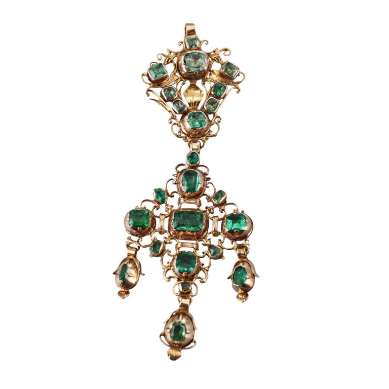 Antique 18k Gold Emerald Pendant