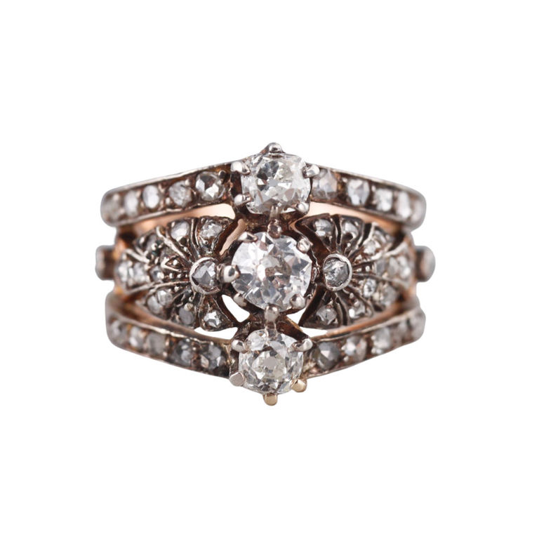 Gold and Silver Diamond Ring