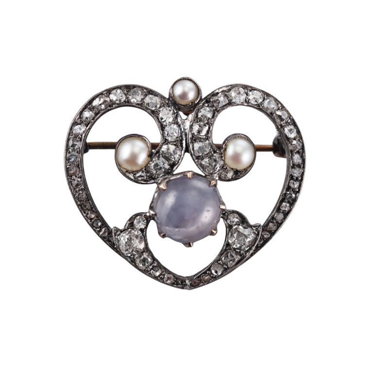 14k Gold Silver Gemstone Brooch Pendant