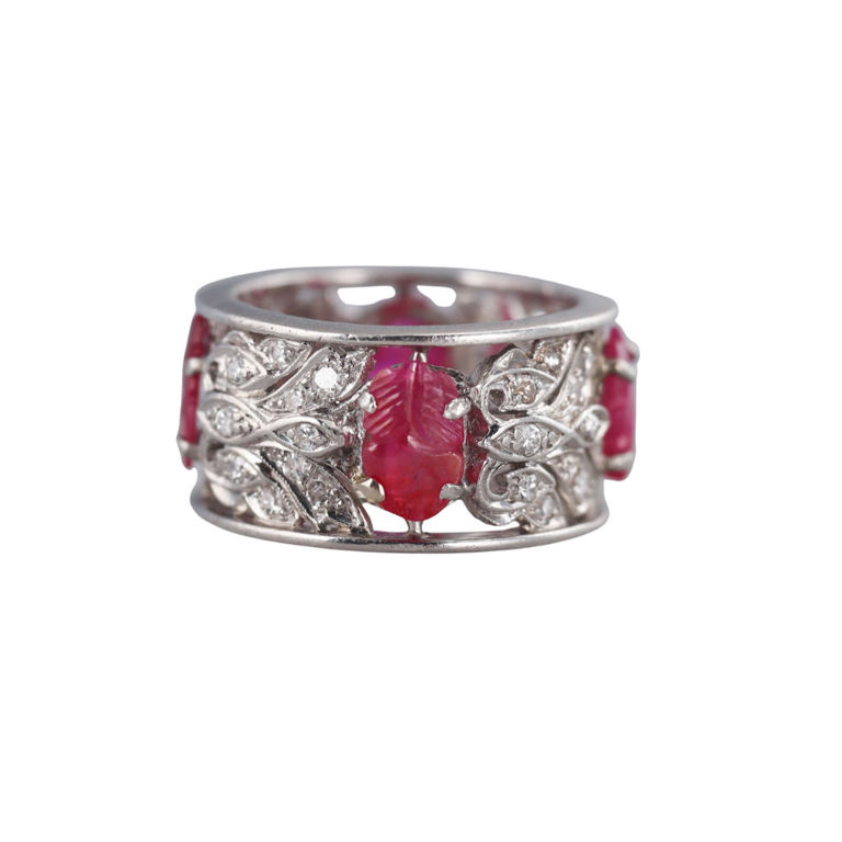 Platinum Diamond Ruby Ring