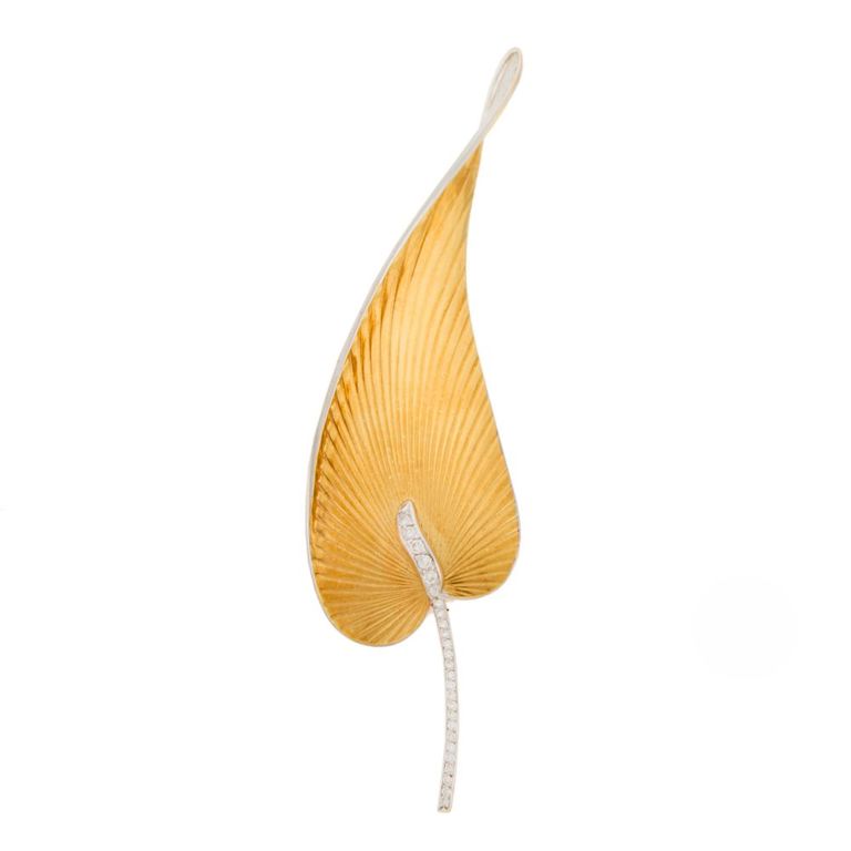 18k Two-Tone Gold Diamond Brooch