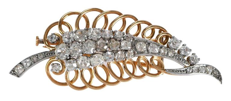 18k Yellow Gold Diamond Brooch