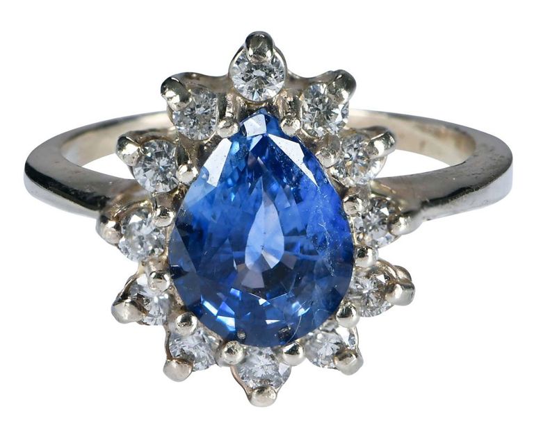 14k White Gold Sapphire and Diamond Ring