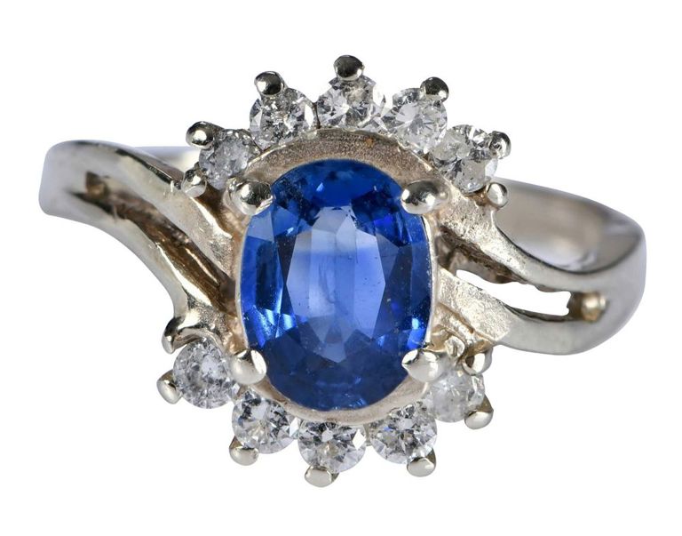 14k White Gold Sapphire and Diamond Ring