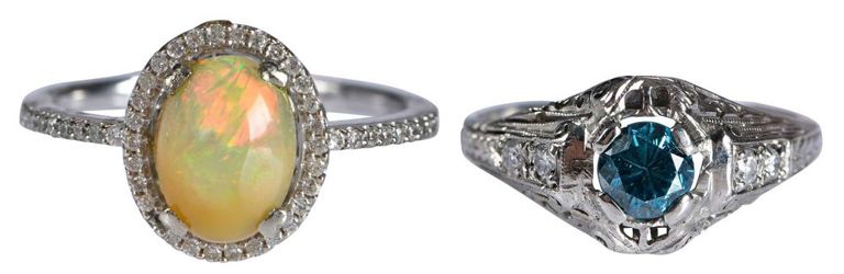 Diamond and Opal Rings