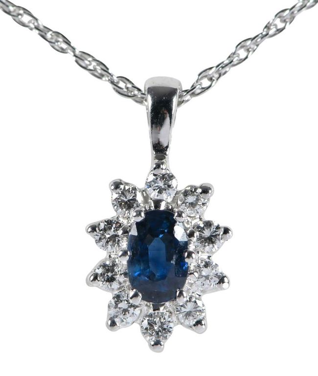 Sapphire and Diamond Pendant Necklace