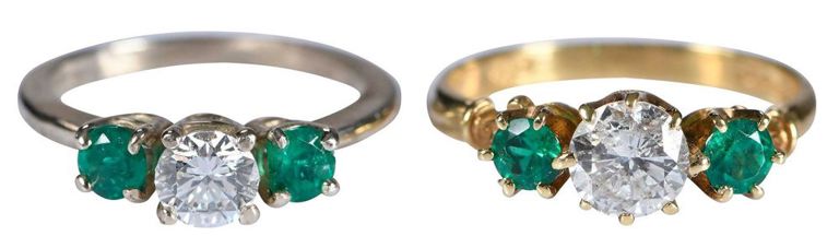 14k Gold Emerald and Diamond Rings