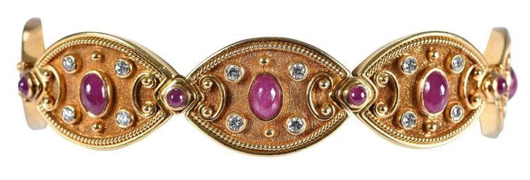 18k Yellow Gold Ruby and Diamond Bracelet