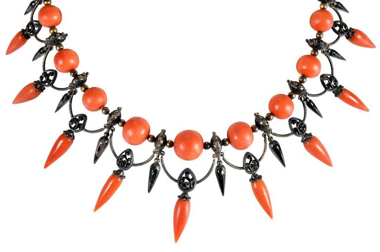 Silver and Gold Coral Necklace