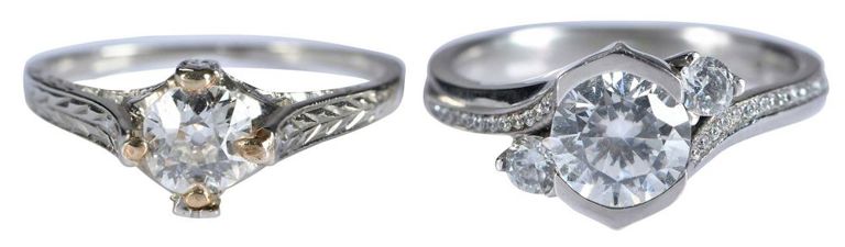 Vintage White Tone Metal Diamond Ring