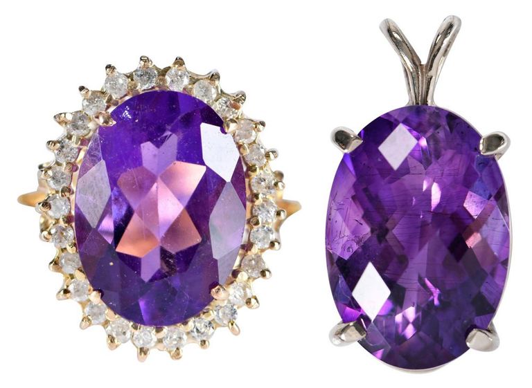 14k Yellow Gold Amethyst Jewelry Set
