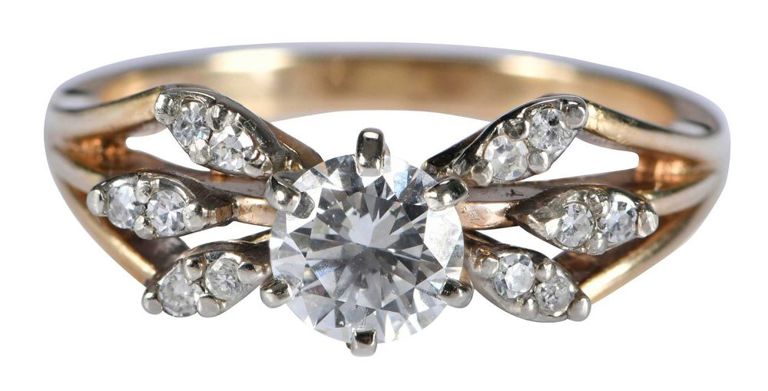 14k Yellow Gold and White Gold Diamond Ring