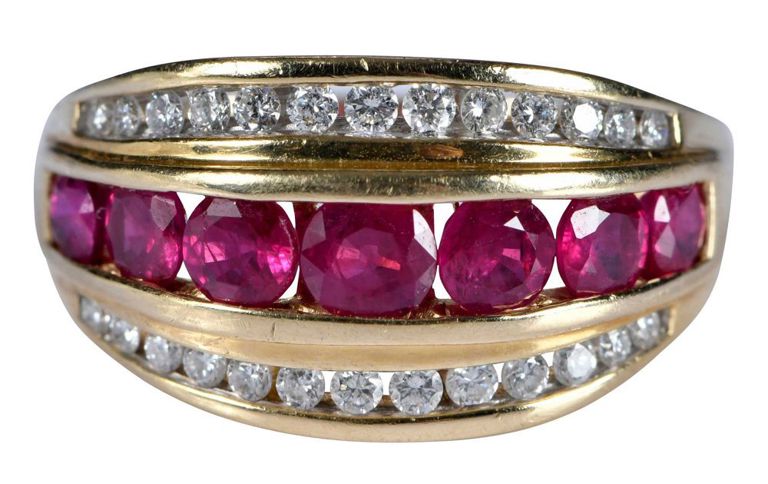 14k Yellow Gold Ruby and Diamond Ring