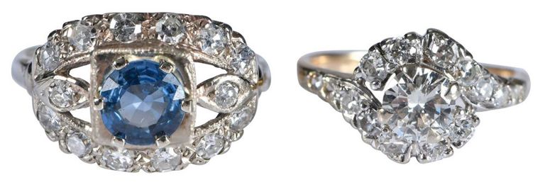 14k Gold Diamond and Sapphire Rings