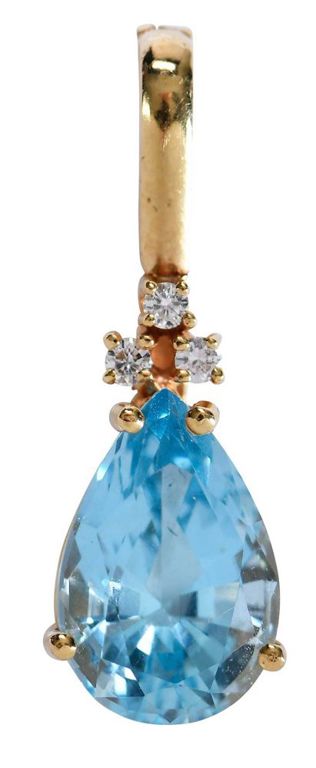 14k Yellow Gold Diamond and Topaz Pendant