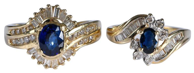 Gold Sapphire and Diamond Rings
