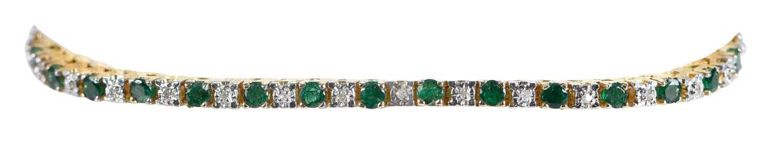 14k Yellow Gold Emerald and Diamond Bracelet