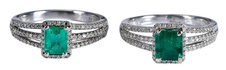14k White Gold Emerald and Diamond Rings
