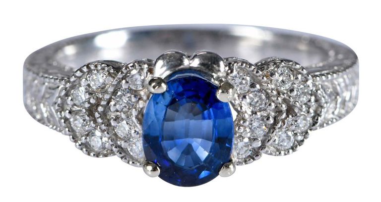 14k White Gold Sapphire and Diamond Ring
