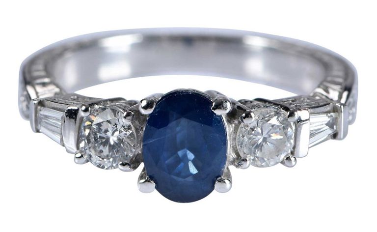 14k Gold Sapphire and Diamond Ring