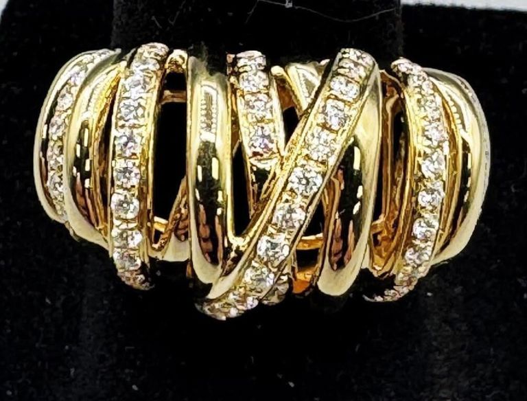 14k Yellow Gold Diamond Multi-Band Ring
