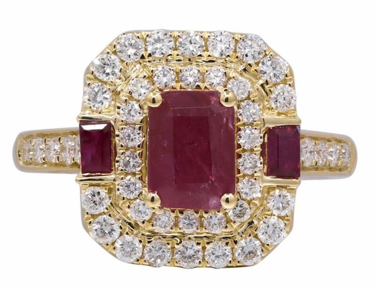 14k Yellow Gold Ruby and Diamond Ring