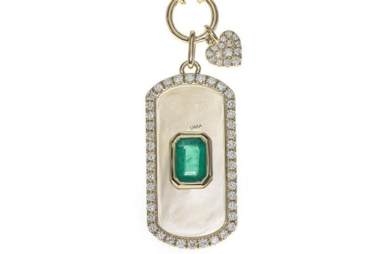 14k Gold Emerald and Diamond Pendant Necklace