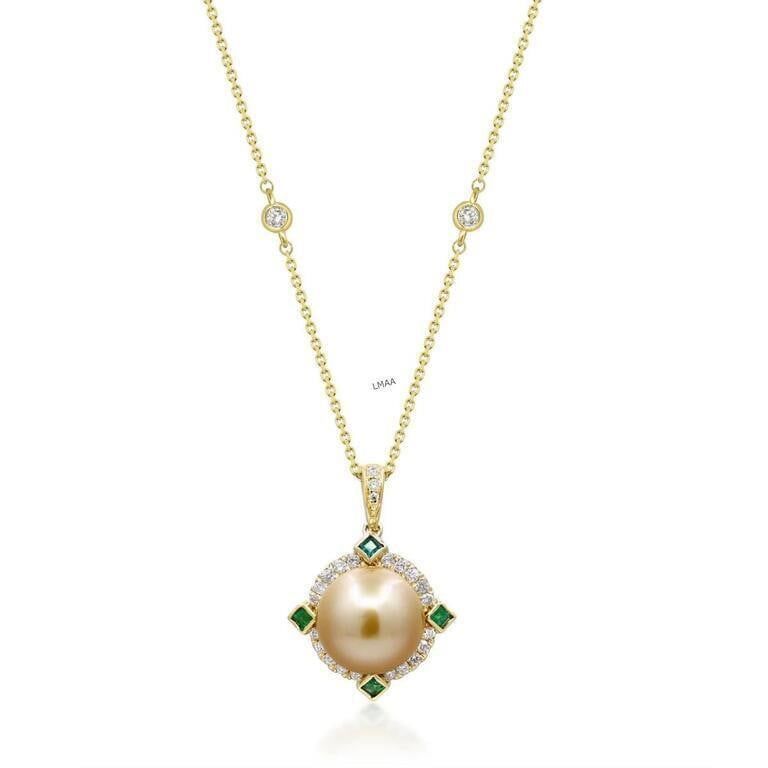 14k Yellow Gold Multi-Gem Pendant Necklace