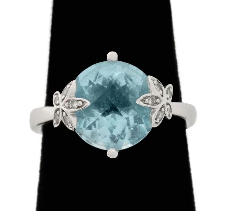 14k Gold Topaz and Diamond Ring
