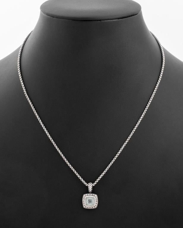 Sterling Silver Topaz and Diamond Pendant Necklace