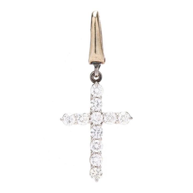 18k Gold Cross Diamond Pendant
