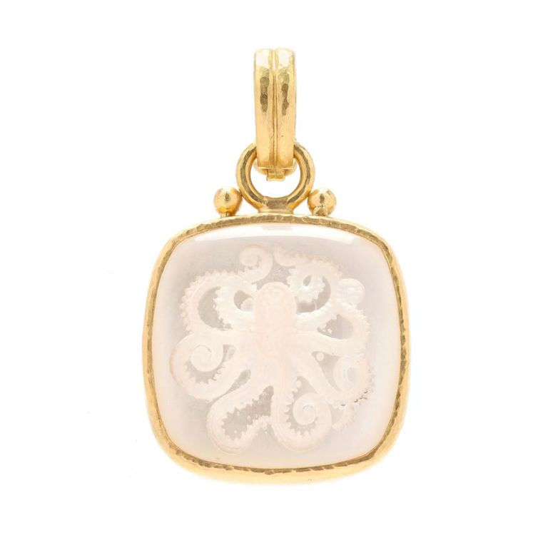 19k Gold Rock Crystal Quartz Pendant