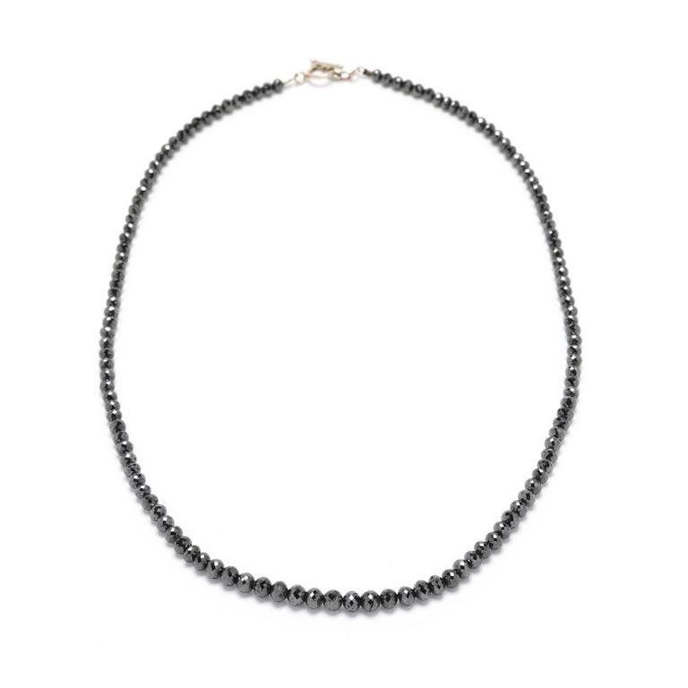18k Gold Diamond Beaded Necklace